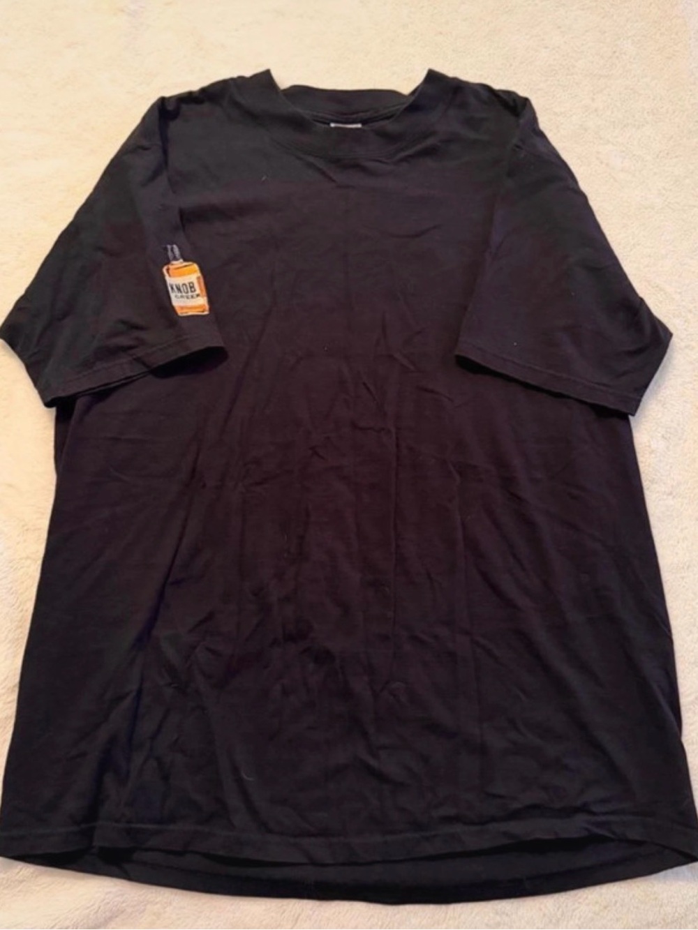 Fruit of the Loom Black Short-Sleeve Tee with Bottle Sleeve Patch